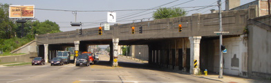 Old bridge into downtown