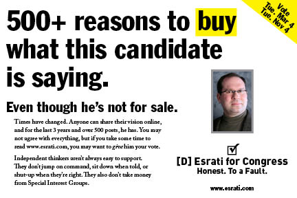 Front of “Elect Esrati” postcard