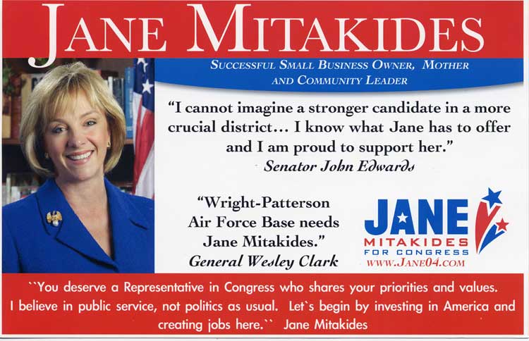 Jane Mitakides mailer front