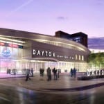 Artists rendering of Downtown Ice arena at night Proposed sketch of Downtown Dayton Ice Rink to be built on Dave Hall Plaza