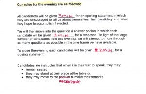 The "Esrati rule" for candidates forums