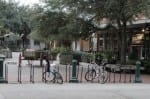 Bike racks and closed street