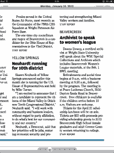 Dayton Daily News runs Sharen Neuhardt press release