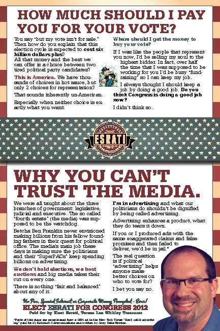 David Esrati for Congress OH-10 panhandling flyer front