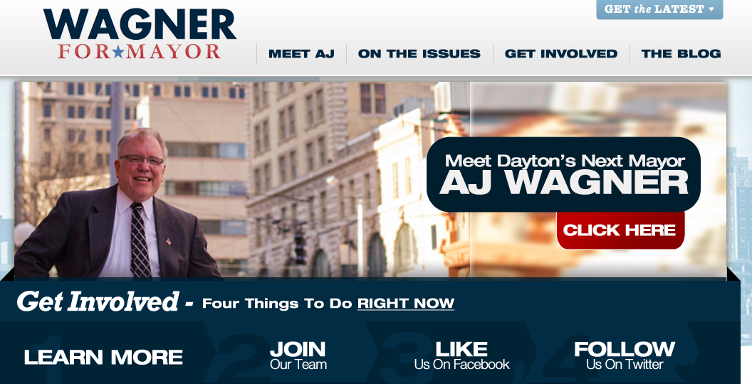 AJ Wagner for Mayor Screen Shot of AJ Wagner for mayor site