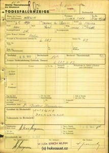 Clara Hirsch, Great Grandmother of David Esrati, Death Certificate, Murdered 04. 03. 1943 Terezín 