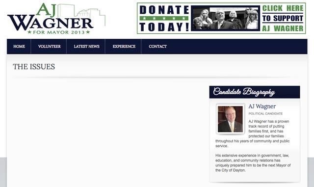 screenshot of AJ's blank issues page