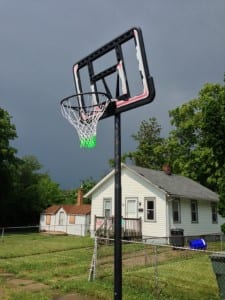 The glass is gone. The backboard lives on