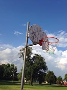 Arlington Hills Park, July 27 2014. Rotting backboard. Dayton Ohio