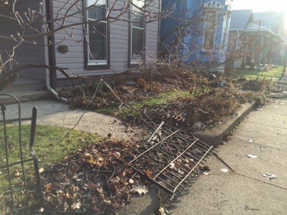 Fences at 108 and 114 Bonner after Brandon Crouch destroyed them