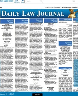 Screen shot of public records notices in Dayton Daily News