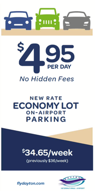 Newspaper ad in Dayton Daily News for Dayton Airport lot economy parking