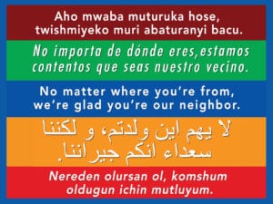 We're glad you're our neighbor sign