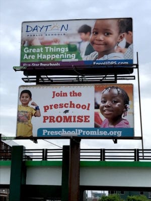 Ohlmann Group "creative" for Dayton Public schools and the PreSchool promise on billboards