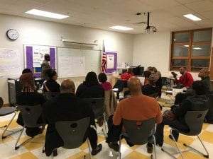 Small group breakout session of NAACP community meeting on Dayton Public School closings