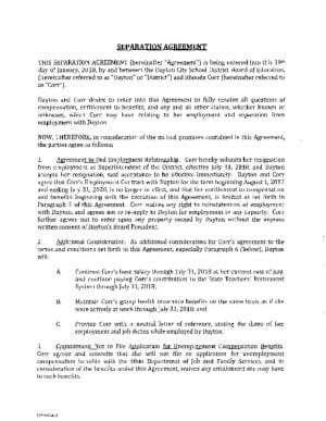 thumbnail of Separation Agreement – R. Corr – Partial Exec – 1.26.18
