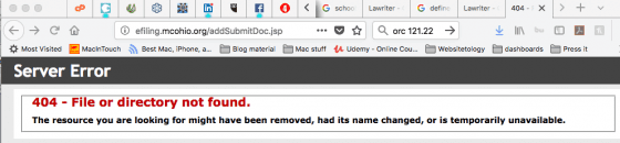 404 error of the county Clerk of courts site