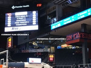 UD Arena hides our flag in the dark, instead of in plain sight. Photo and options by David Esrati