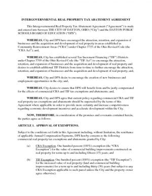 thumbnail of Tax Abatement Agreement CRA