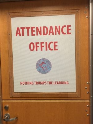 Nothing Trumps the Learning" sign at Belmont High School in Dayton Ohio, where a large proportion of the students are immigrants