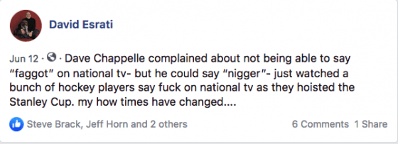 Dave Chappelle complained about not being able to say “faggot” on national tv- but he could say “nigger”- just watched a bunch of hockey players say fuck on national tv as they hoisted the Stanley Cup. my how times have changed....