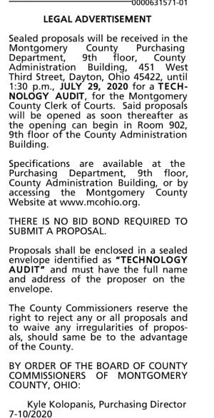 Ad for tech audit by the Montgomery County Clerk of Courts