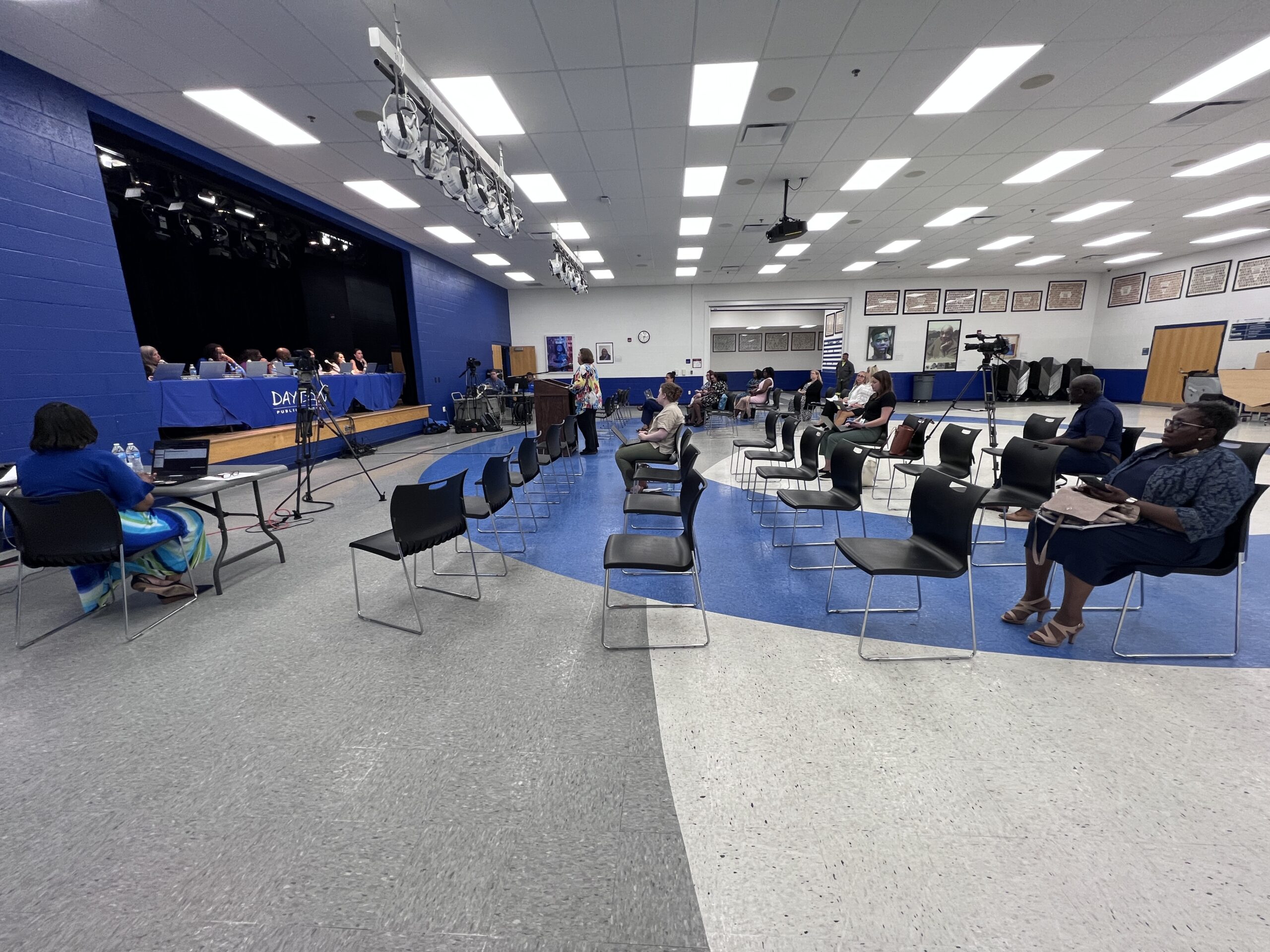 IMG_2102 Empty room for Dayton Public School Board meeting at Dunbar on 18 July 2023